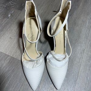 Jessica Simpson white heels